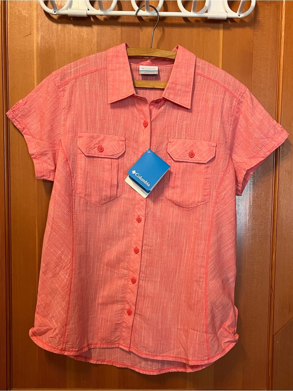 Columbia Coral-Pink Short-Sleeve Button-Up Shirt